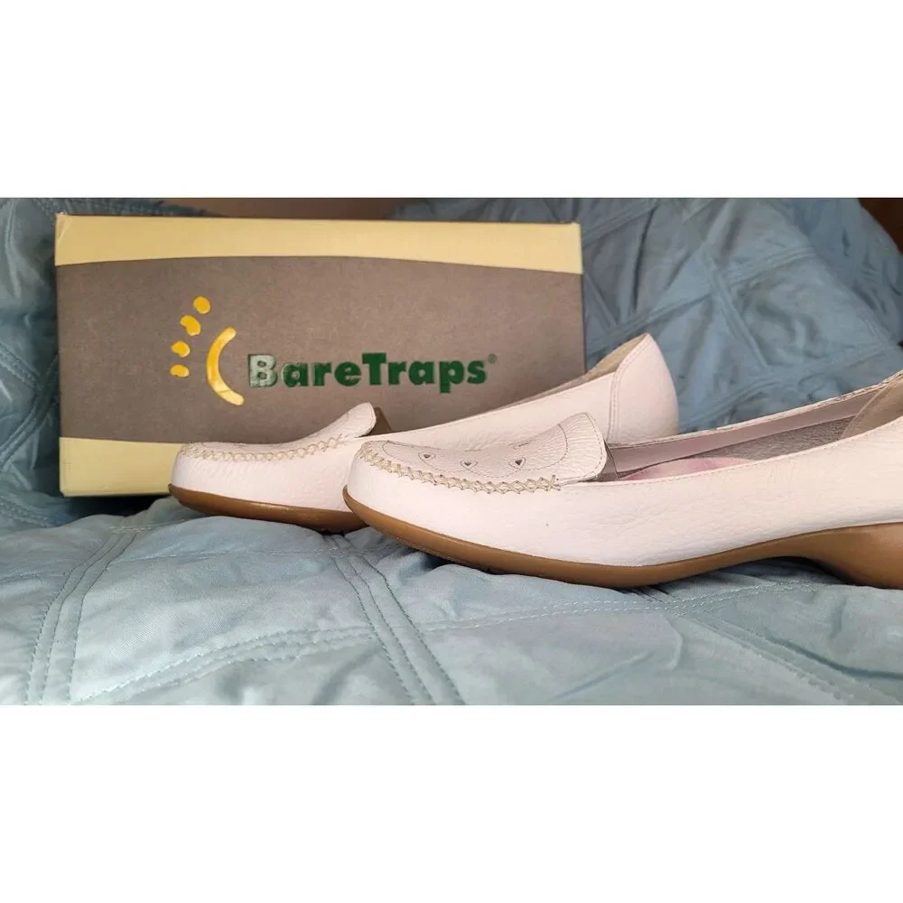 Bare Traps Patti White Driving Shoe, Loafer, Slip On Womens 7.5M Shoes Leather - Picture 1 of 10
